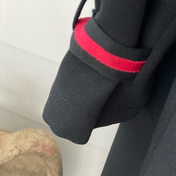 Black Grosgrain Red Stripe Classic Trench Coat - Picture 4 of 11